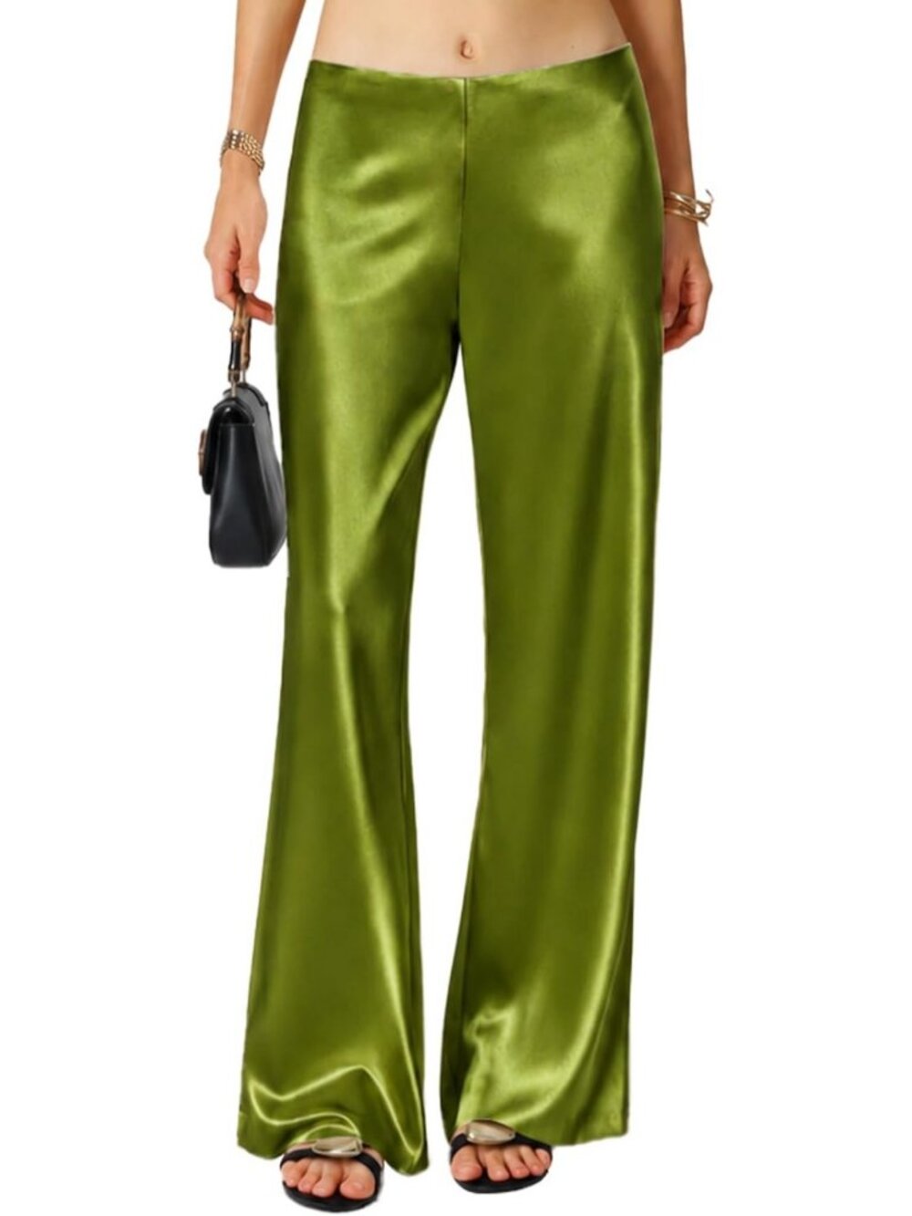 Satin Wide Leg Pants for Women | Low Rise Flowy Trousers | Chic & Stylish